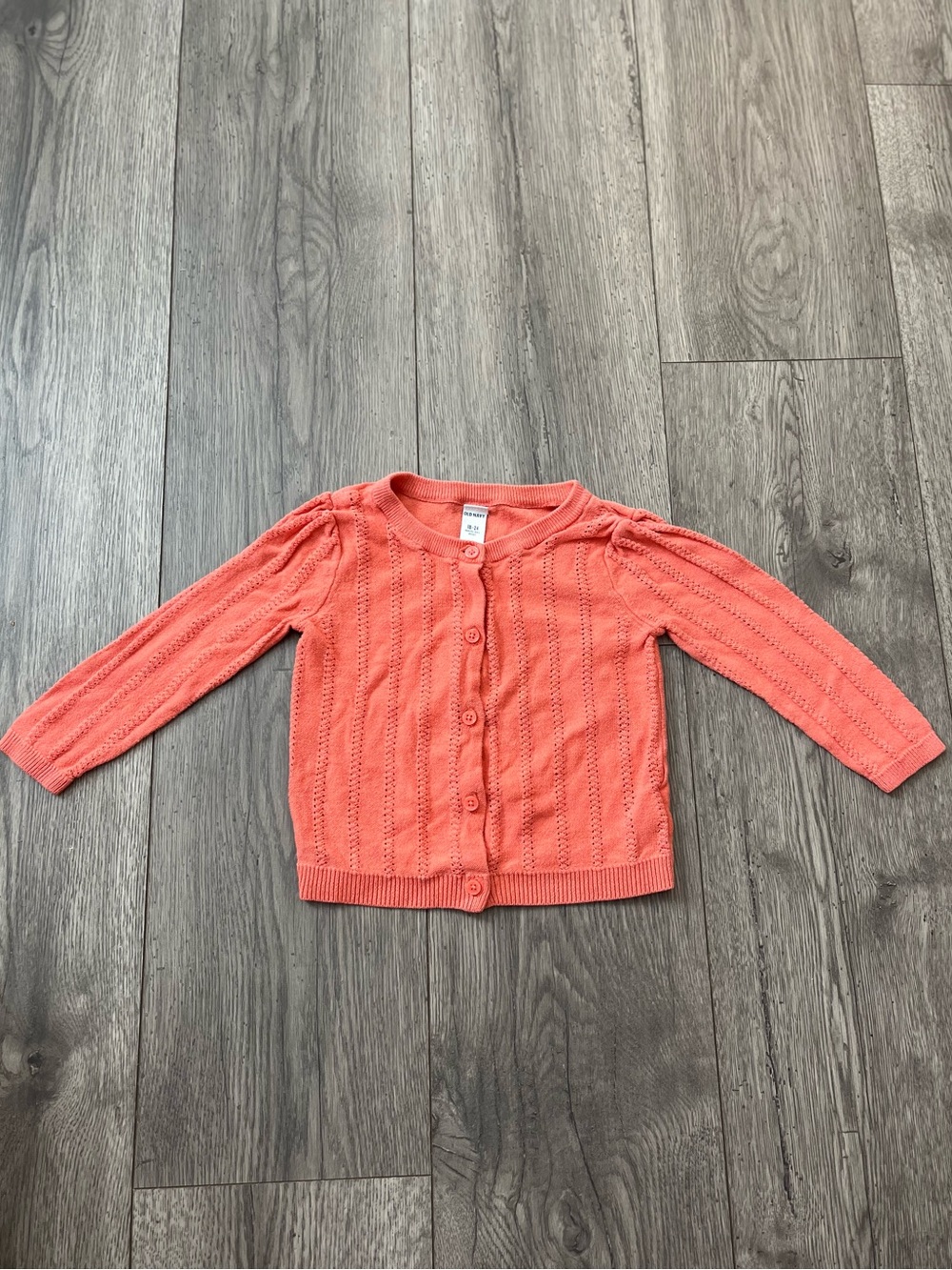 Old Navy Knit Button-Front Sweater Cardigan Coral Baby Toddler Girl 18-24 Month